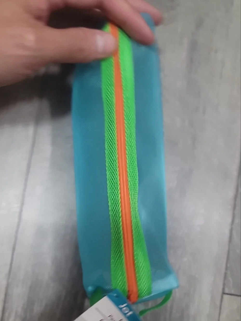 Teal with Neon Green Zipper Mesh Pencil Pouch